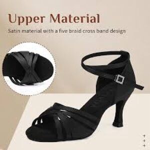 Annie Black Satin Strappy Ankle-Heel